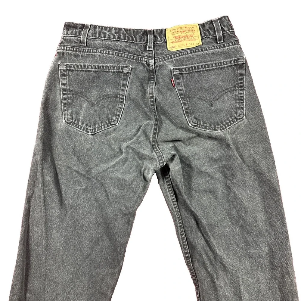 Vintage Levis 505 Faded Black Jeans Mens (Fit 32/33) Made in USA Straight Leg
